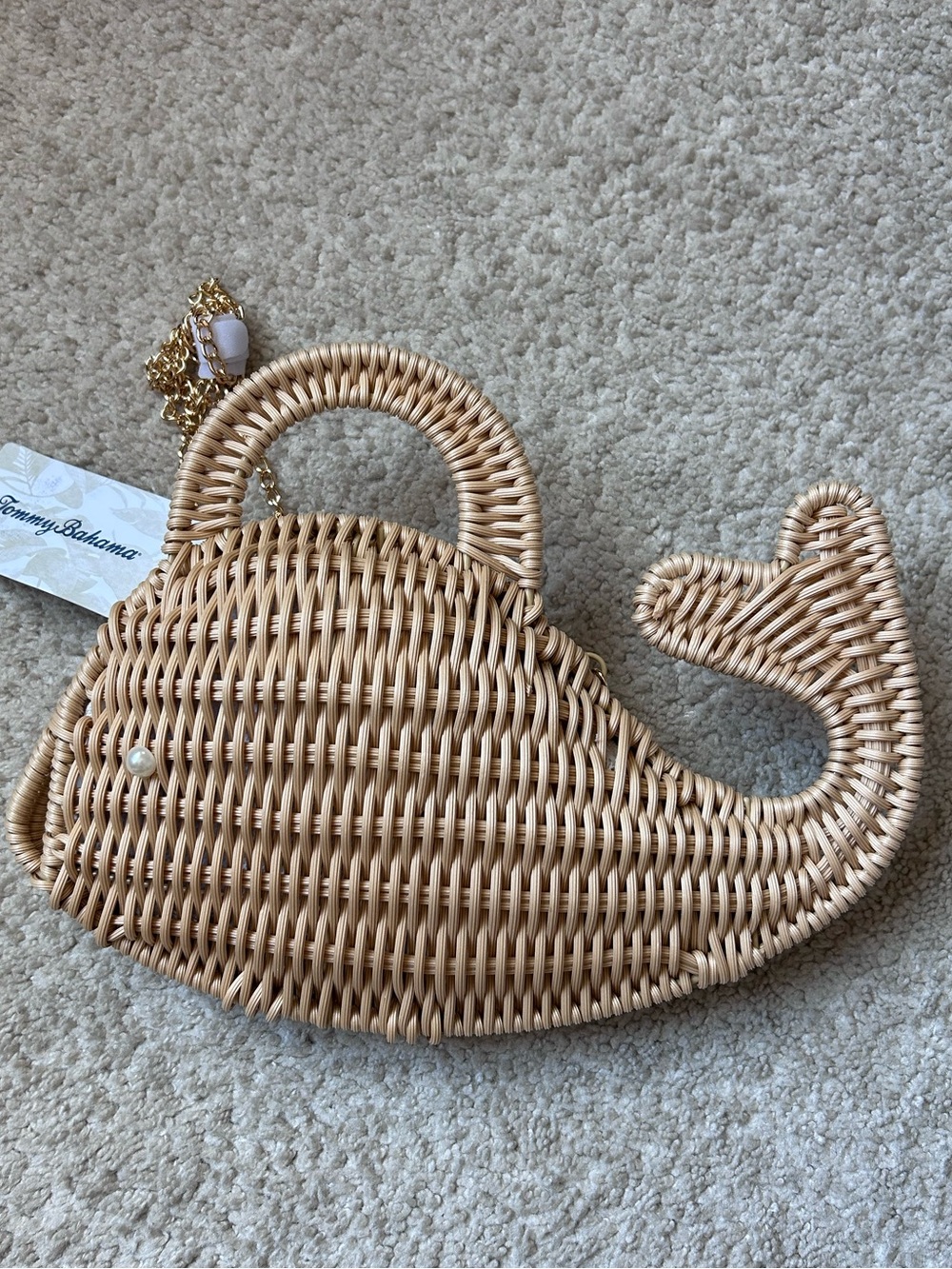 Tommy Bahama Woven Whale Chain Strap Wicker Bag OS Boho Resortcore Tropical - Picture 4 of 11
